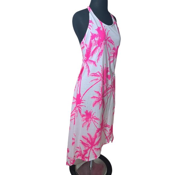 Op halter beach dress high low pink white sz M - Picture 3 of 7